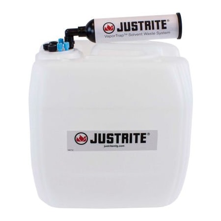 Justrite Justrite 12842 VaporTrap UN/DOT Carboy With Filter Kit, HDPE, 13.5-Liter, 7 Ports 12842